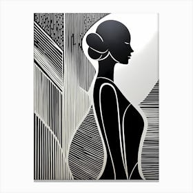 A Linocut inspired woman art, 112 Canvas Print