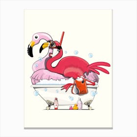 In Bath On Inflatable Flamingo Canvas Print