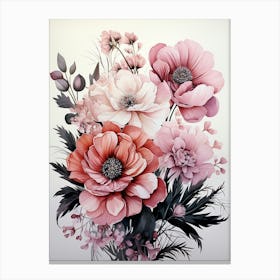 Pink Flowers In A Vase Canvas Print