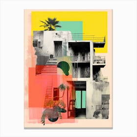 A House In Marrackech, Abstract Risograph Style 3 Canvas Print