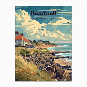 Beadnell England Seaside Travel Art Illustration Canvas Print