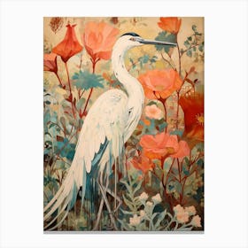 Egret 1 Detailed Bird Painting Canvas Print