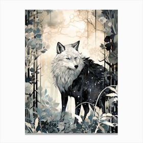 Tundra Wolf Vintage Painting 2 Canvas Print