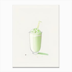 Pistachio Milkshake Dairy Food Minimal Line Drawing 2 Canvas Print