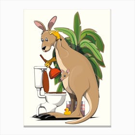 Kangaroo Unblocking Toilet Canvas Print