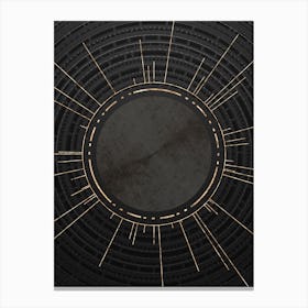 Geometric Glyph in Gold with Radial Array Lines on Dark Gray n.0008 Canvas Print