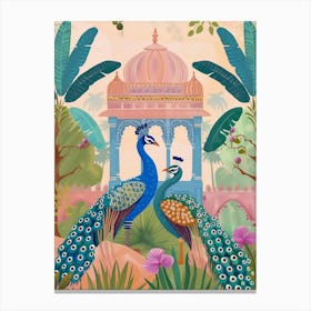 Peacocks In The Garden Canvas Print