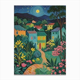 Colourful Village At Night Canvas Print