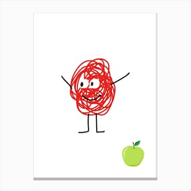 Red Apple.A work of art. Children's rooms. Nursery. A simple, expressive and educational artistic style. Canvas Print