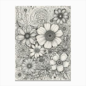 Flowers In Black And White 4 Canvas Print