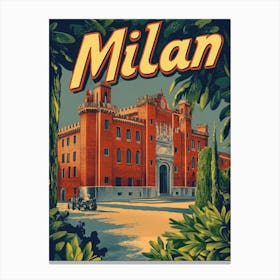 Aihrgdesign A Retro Travel Poster For Milan 5 Canvas Print