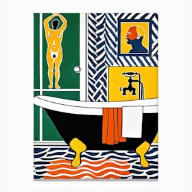 Bathroom in Style of Matisse Canvas Print