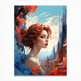 Futuristic Girl Print Canvas Print