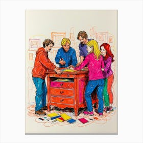 Group Of People At A Table Canvas Print