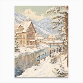 Vintage Winter Illustration Bavaria Germany 2 Canvas Print