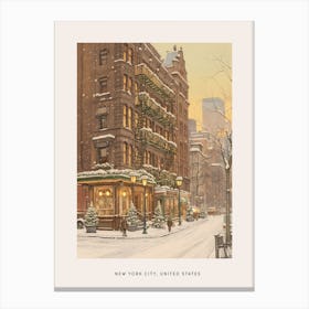 Vintage Winter Poster New York City Usa 5 Canvas Print