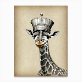 Giraffe In A Hat Canvas Print