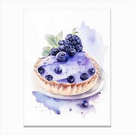 Blueberry Pie Dessert Pastel Watercolour Flower Canvas Print