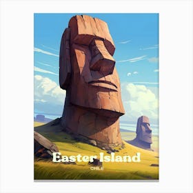 Easter Island Chile Moai Statue Modern Travel Art Canvas Print