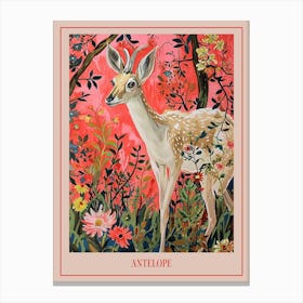 Floral Animal Painting Antelope 1 Poster Canvas Print