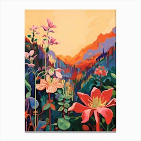 Boho Wildflower Painting Columbine 4 Canvas Print