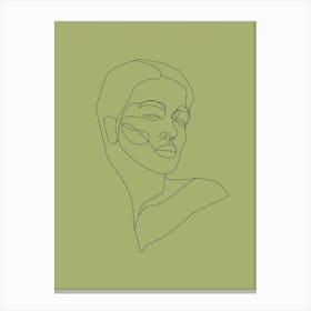 One line drawing of girl pistachio greens Canvas Print