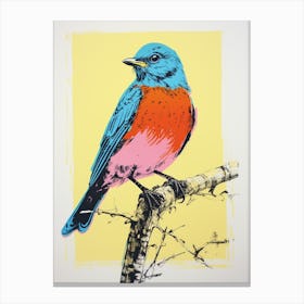 Andy Warhol Style Bird Eastern Bluebird 4 Canvas Print
