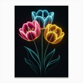 Neon Tulips 1 Canvas Print