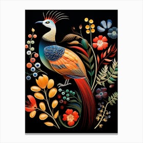 Folk Bird Illustration Pheasant 2 Canvas Print