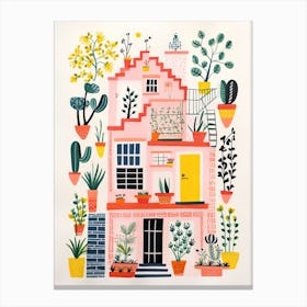 A House In Lisbon, Abstract Risograph Style 2 Canvas Print
