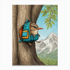 Bird In A Backpack Canvas Print