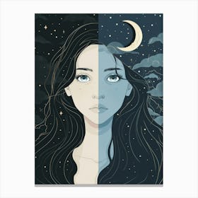 Moon And The Stars 2 Canvas Print