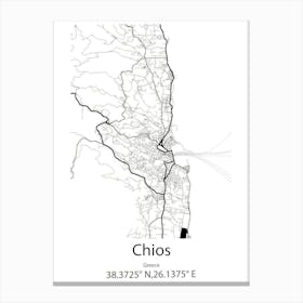 Chios,Greece Minimalist Map Canvas Print