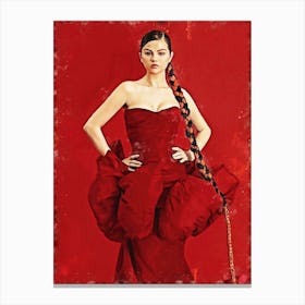 Selena Gomez Red Dress Canvas Print