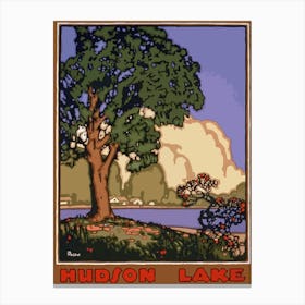 Hudson Lake, Lonely Tree on the Coast Canvas Print