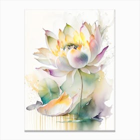 Lotus Flower Bouquet Storybook Watercolour 1 Canvas Print