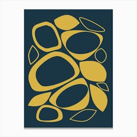 Mid Century Modern Abstract 8 Navy Blue and Mustard Yellow Canvas Print