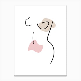 Drawing Of A Woman'S Face - Line Art Canvas Print