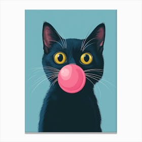 Black Cat With Pink Bubble Gum Lienzo