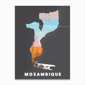 Mozambique Travel map Canvas Print