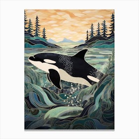 Matisse Style Killer Whale With Woodland Coast 4 Canvas Print