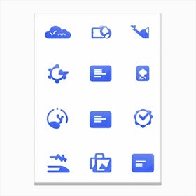 Blue And White Icons Canvas Print