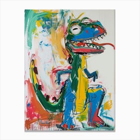 Naive Style Messy Brushstroke Dinosaur Canvas Print