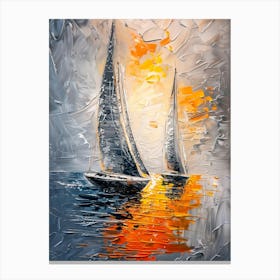 Sailboats At Sunset 2 Canvas Print