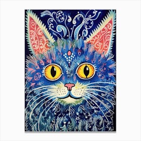 Louis Wain Blue Gothic Kaleidoscope Cat 9 Canvas Print