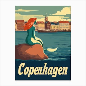 Aihrgdesign A Retro Travel Poster For Copenhagen Featuring Th 1c5dc1a1 6fe0 44b4 B6f8 Cb1d717417fe 0 Canvas Print