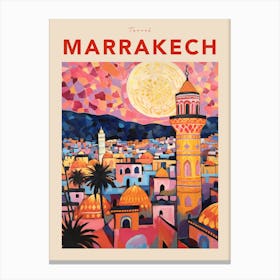 Marrakech Morocco 8 Fauvist Travel Poster Canvas Print