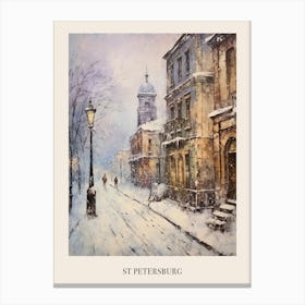 Vintage Winter Painting Poster St Petersburg Russia Canvas Print