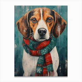 Beagle Wearing A Christmas Canvas Print