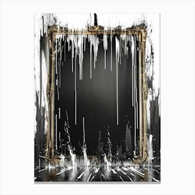 Black Frame With Dripping Paint Canvas Print